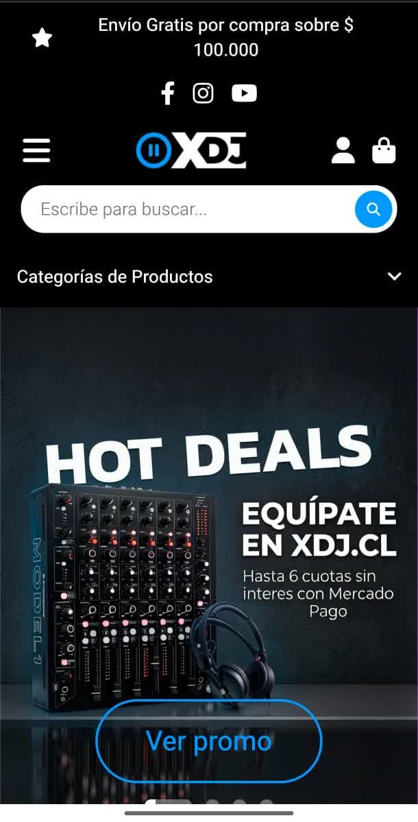 Sitio web de XDJ en versión móvil
